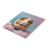 Schattige cavia met donut pastelverloop tegeltje (Zijkant)