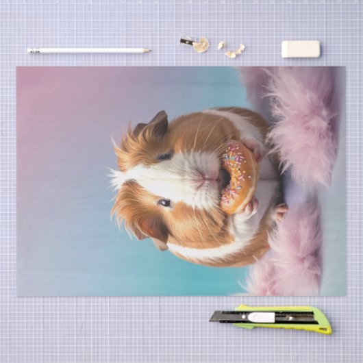 Schattige cavia met donut pastelverloop tissuepapier (Craft)
