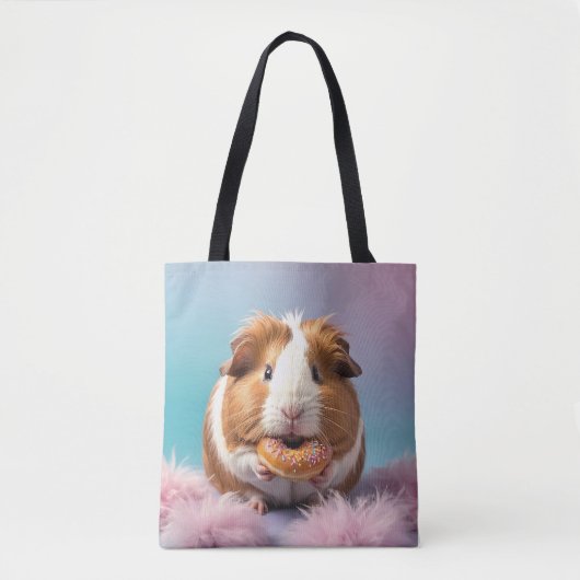 Schattige cavia met donut pastelverloop tote bag (Voorkant)