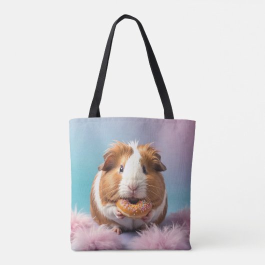 Schattige cavia met donut pastelverloop tote bag (Achterkant)
