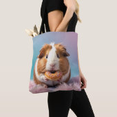 Schattige cavia met donut pastelverloop tote bag (Dichtbij)