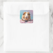 Schattige cavia met donut pastelverloop vierkante sticker (Tas)