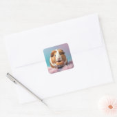 Schattige cavia met donut pastelverloop vierkante sticker (Envelop)