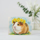 Schattige cavia met paardenbloemen Briefkaart (Staand voorkant)