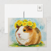 Schattige cavia met paardenbloemen Briefkaart (Voorkant / Achterkant)