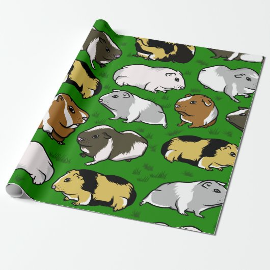 Schattige cavia patroon cadeaupapier (Uitgerold)