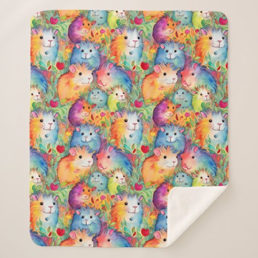 Schattige cavia-patroon sherpa deken (Voorkant)