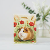 Schattige cavia poppy flowers Briefkaart (Staand voorkant)