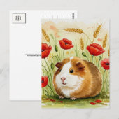 Schattige cavia poppy flowers Briefkaart (Voorkant / Achterkant)