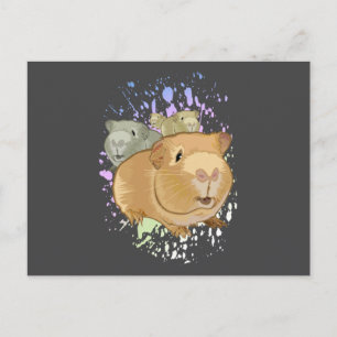 Schattige Cavia Trio Donkergrijs Minimalistisch Hu Briefkaart