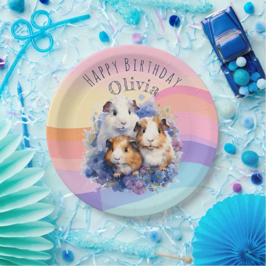 Schattige cavia's Afbeelding Happy Birthday Papieren Bordje (Feest)