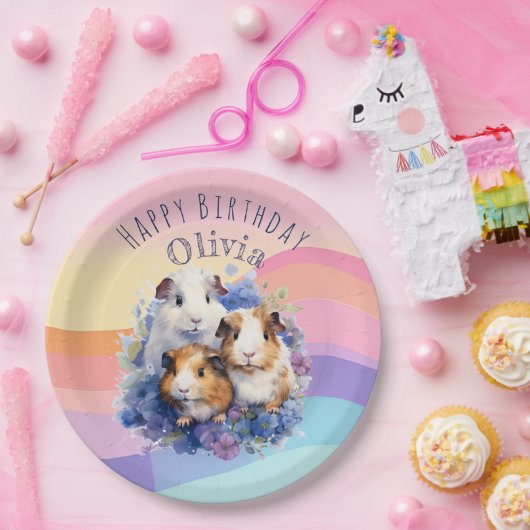 Schattige cavia's  Afbeelding Happy Birthday Papieren Bordje (Feest)