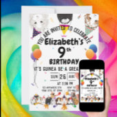 Schattige cavia's & ballonnen verjaardagsfeestje kaart