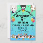 Schattige cavia's & ballonnen verjaardagsfeestje kaart (Voorkant)