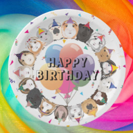 Schattige cavia's & ballonnen verjaardagsfeestje papieren bordje