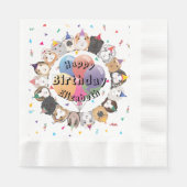 Schattige Cavia's & Ballonnen Verjaardagspapier Servet (Voorkant)