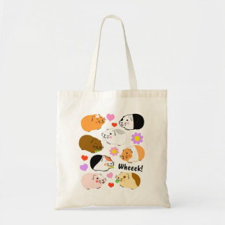 Schattige cavia's met harten en bloemen tote bag