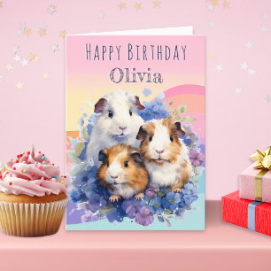 Schattige Cavia's Mooie Persoonlijke Verjaardag Kaart