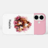 Schattige Cavia's Waterverf Aangepaste Naam Case-Mate iPhone Case (Achterkant (horizontaal))