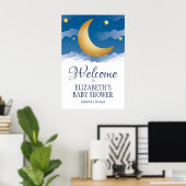 Schattige Celestial Moon and Stars Baby shower Poster (Thuiskantoor)