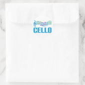 Schattige Cello Music Personeel blauw Ronde Sticker (Tas)