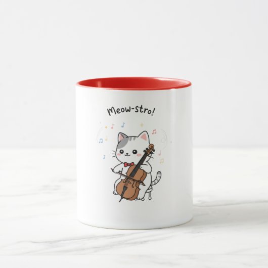 Schattige Cellokat Muzikant Mok (Midden)