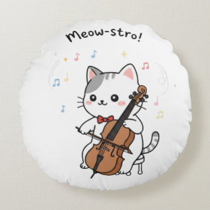 Schattige Cellokat Muzikant Rond Kussen