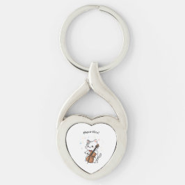 Schattige Cellokat Muzikant  Sleutelhanger