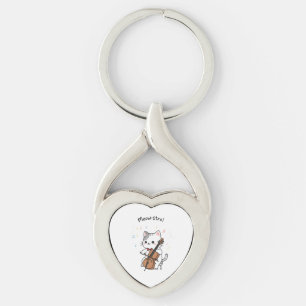 Schattige Cellokat Muzikant Sleutelhanger