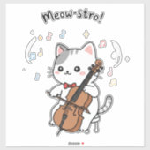 Schattige Cellokat Muzikant Sticker (Vel)
