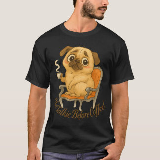Schattige Chagrijnige Pugg Illustratie - Geen Gesp T-shirt
