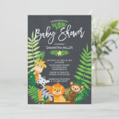 Schattige Chalkboard Oerwoud Safari Baby shower Kaart (Staand voorkant)