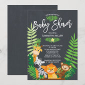 Schattige Chalkboard Oerwoud Safari Baby shower Kaart (Voorkant / Achterkant)