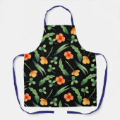 Schattige & Charmant Sinaasappel Bloemen Keuken Zw Schort (Voorkant)