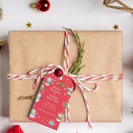 Schattige Charmant Winter Sneeuwman Gift Label Cadeaulabel