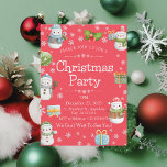 Schattige Charmant Winter Sneeuwman Kerstfeest Kaart<br><div class="desc">Stap in een wereld van winterbetovering met onze Schattigee Charming Winter Snowman Kerstuitnodiging versierd met de leukste sneeuwpop die je ooit hebt gezien! Perfect om vreugde te verspreiden en de feeststemming voor uw vakantiebijeenkomst te bepalen. Onze uitnodiging beschikt over een onweerstaanbaar schattige sneeuwpop, compleet met een kleurrijke hoge hoed en...</div>