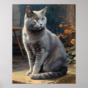 Schattige Chartreux Cat Art Print Poster