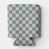 Schattige Checkerboard Roze Groen 21e Verjaardag C Blikjeskoeler (Achterkant)