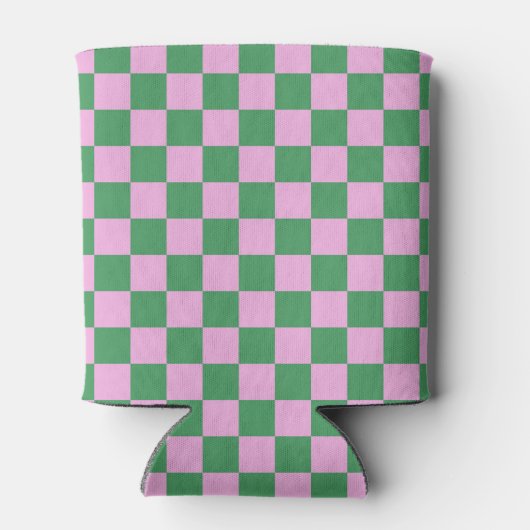 Schattige Checkerboard Roze Groen 21e Verjaardag C Blikjeskoeler (Achterkant)