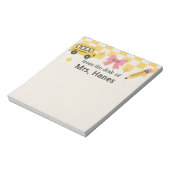 Schattige Checkerboard Teacher Gepersonaliseerd No Notitieblok (Linkerzijde)