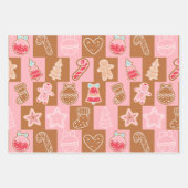 Schattige Checkerboard Vakantie Roze en Bruin Kers Inpakpapier Vel (Voorkant 2)