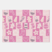Schattige Checkerboard Vakantie Roze en Bruin Kers Inpakpapier Vel (Voorkant)