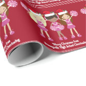 Schattige Cheerleader Aangepaste Rode Kerstmis Cadeaupapier (Rol Hoek)