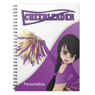Schattige cheerleader meisje   DIY-naam   Paars Notitieboek