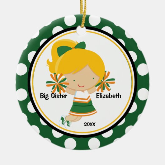 Schattige Cheerleader Oudere Zus Kerst Ornament (Voorkant)