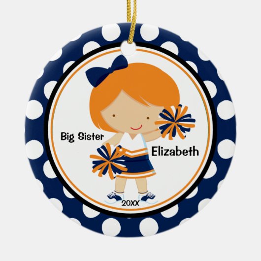 Schattige Cheerleader Oudere Zus Kerst Ornament (Voorkant)
