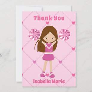 Schattige Cheerleader Pink Custom Meisjes Bedankkaart
