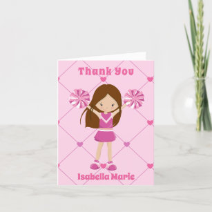 Schattige Cheerleader Pink Gepersonaliseerd Bedankkaart