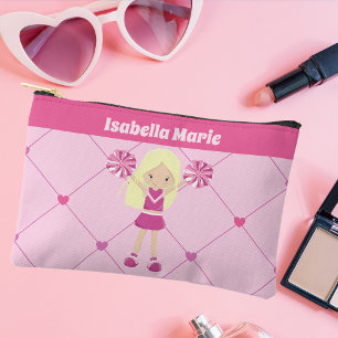 Schattige Cheerleader Roze Harten Blond Meisje Cus Etui