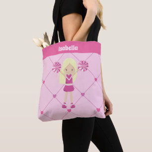 Schattige Cheerleader Roze Harten Custom Blond Mei Tote Bag